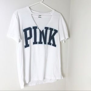 VS PINK Choker V Neck Graphic Tee